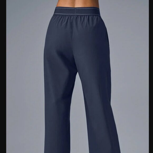 ALO Yoga Trouser Wide-Leg Pants Navy Blue / New - Picture 2 of 8
